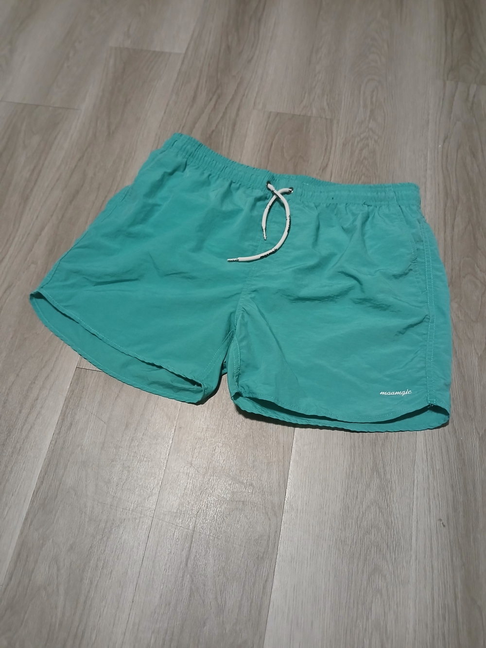 Maamgic Men’s Swim Trunks / Shorts Large Aqua Nylon Pockets Mesh Liner